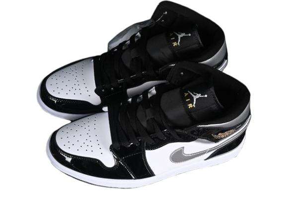 Air Jordan 1 Mid Black Metallic Silver