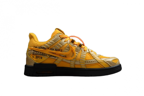OW x Nike Air Rubber Dunk "University Gold"